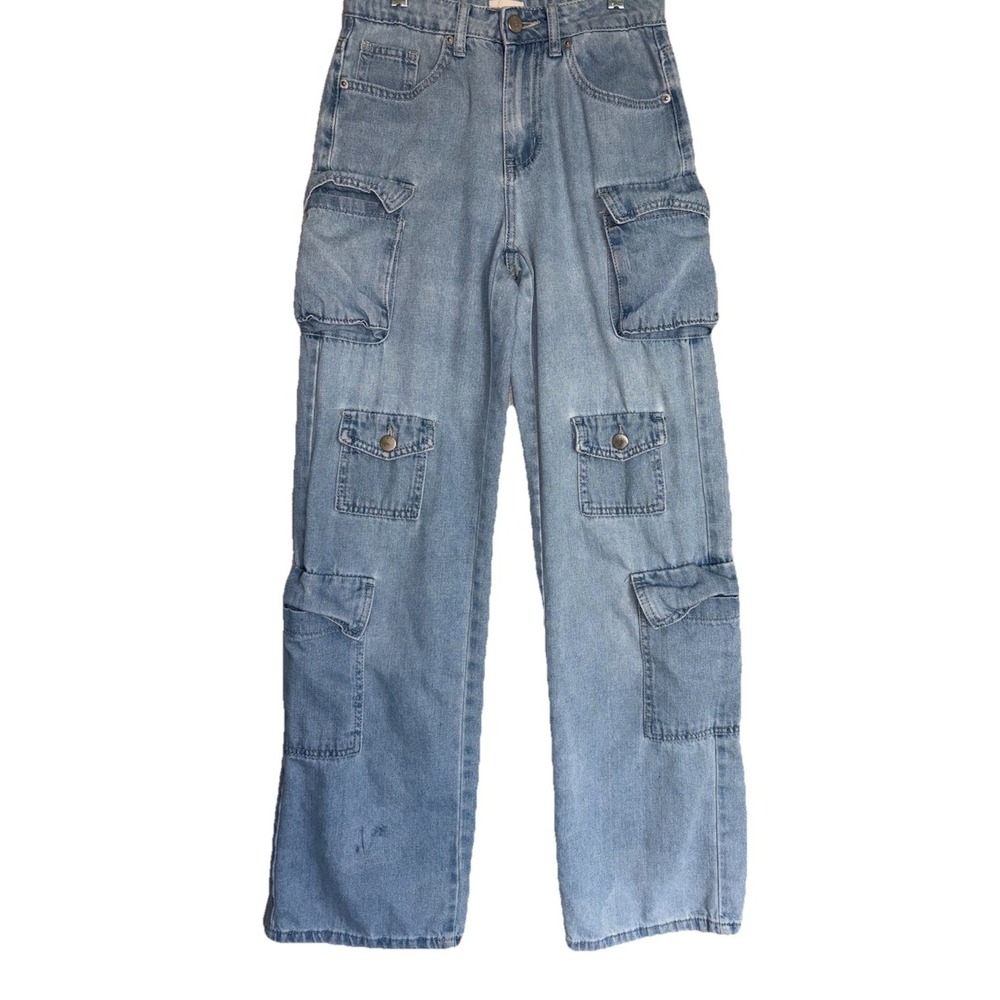 Simple Society 0/24 Y2K Blue Cargo‎ Carpenter Jeans Baggy Skater Utility